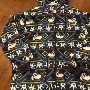 Vintage Mickey & Co. Colorful Patterned Fleece Jacket Medium
